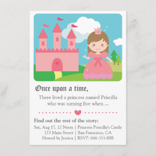 Cute Fairytale Princess Theme, Girl Birthday Party Invitation