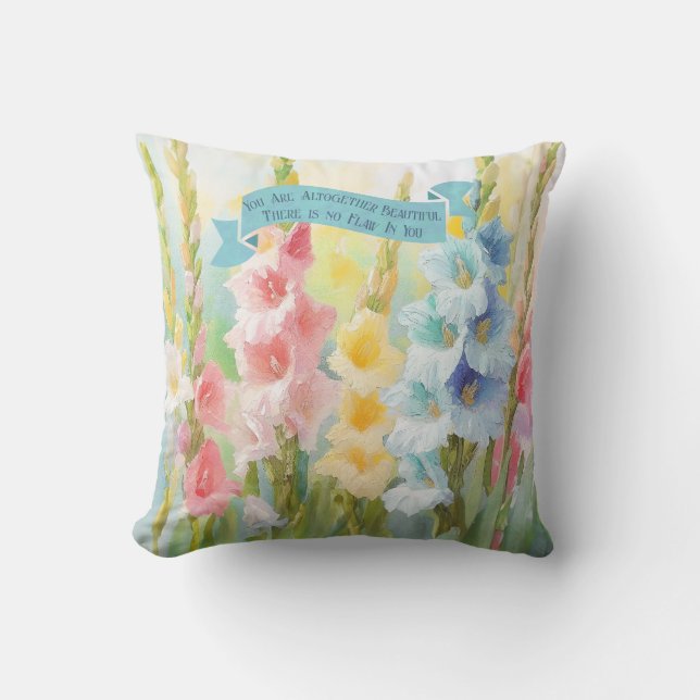 Cute Faith Quotes Mothers' Day, Solomon 4:7,Lilies Throw Pillow (Front)