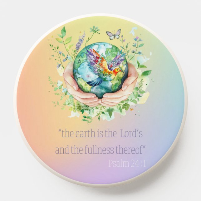 Cute Faith Rainbow Floral Earth Hands Dove PopSocket (Popsocket)
