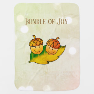 Cute Fall Acorn Bundle of Joy Twin Baby Shower Blanket