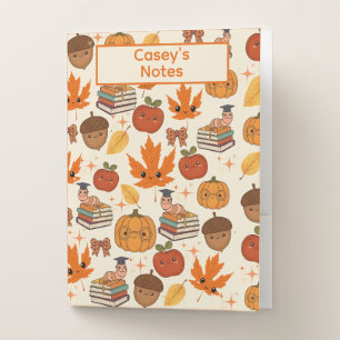 Cute Fall Anime School Notes Personalized Pocket Folder