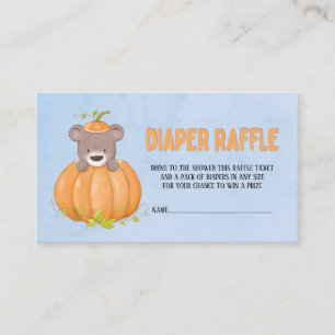 Cute Fall Autumn Bear Pumpkin Diaper Raffle Business Card