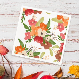 Cute fall autumn floral watercolor baby shower napkins