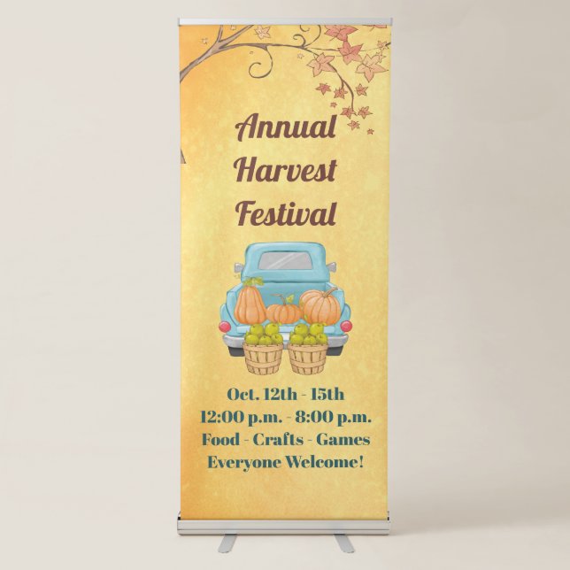 Cute Fall Autumn Pumpkin Harvest Festival Banner (Front)
