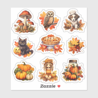 Cute Fall /Autumn watercolor scrapbook stationery Sticker