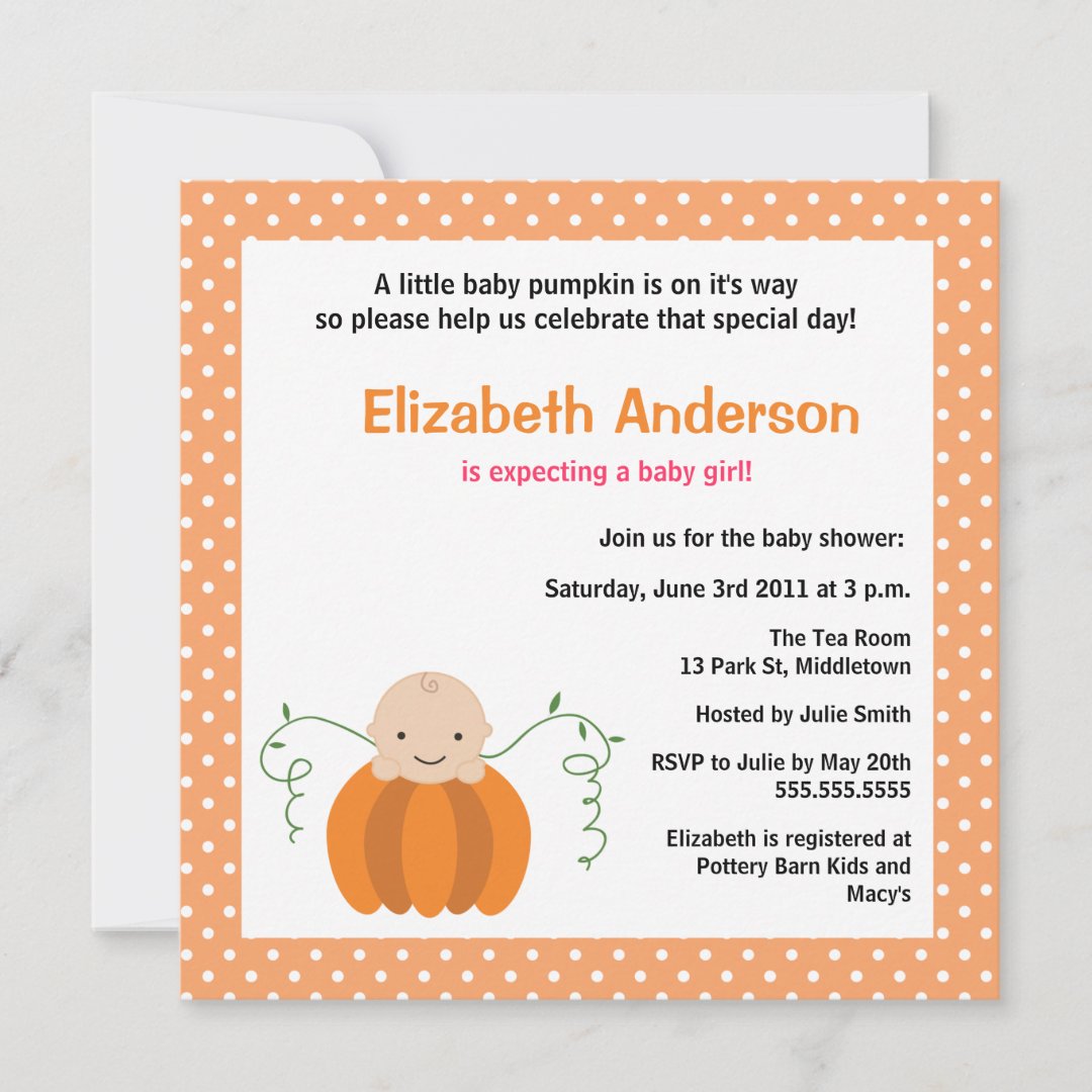Cute Fall Baby Shower Invitation - Girl | Zazzle