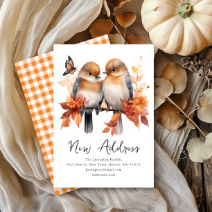 Cute Fall Birds We've Moved New Address Announcement