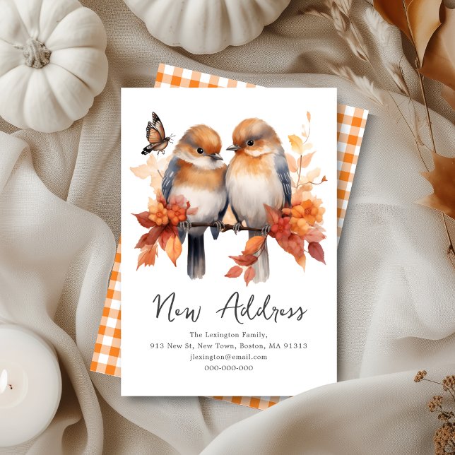 Cute Fall Birds | We've Moved New Address Note Card (Creator Uploaded)