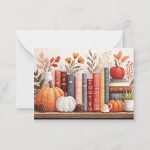 Cute Fall Botanical Bookshelf Note Card