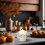 Cute Fall Bow Pattern Laminated Placemat Teapot<br><div class="desc">Bring warmth and charm to your tea time with our Cute Fall Bow Pattern Teapot! Featuring delightful fall bows, vibrant fall foliage, and cute pumpkins, this teapot is perfect for serving your favorite autumn brews. Ideal for cozy gatherings or quiet moments at home, it adds a festive touch to your...</div>