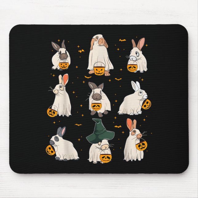 Cute Fall Bunny Ghost Costume Rabbit Lover Soky Se Mouse Pad (Front)