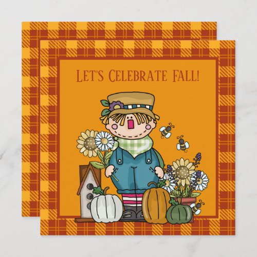 Cute Fall Celebration scarecrow Invitation