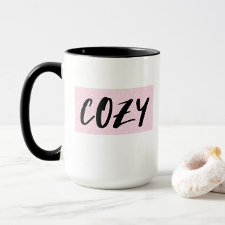 Cute Fall Cozy Pink and Black Autumn Coffee Mug