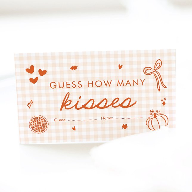 Cute Fall Cutie Pie Guess How Many Kisses Game Enclosure Card (Hand Drawn Cute Fall Cutie Pie Guess How Many Candies Game)