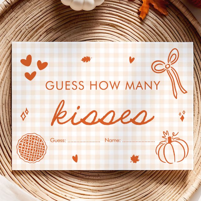 Cute Fall Cutie Pie Guess How Many Kisses Game Enclosure Card (Hand Drawn Cute Fall Cutie Pie Guess How Many Kisses Game)