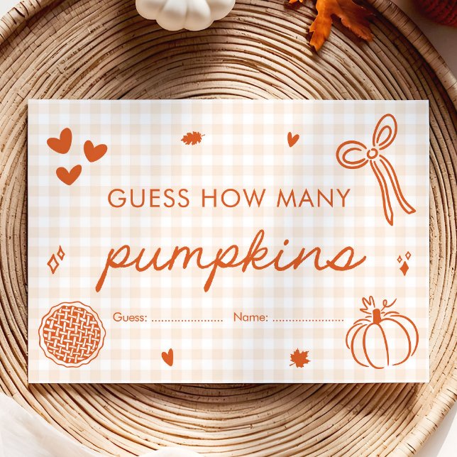 Cute Fall Cutie Pie Guess How Many Pumpkins Game Enclosure Card (Hand Drawn Cute Fall Cutie Pie Guess How Many Pumpkins Game)