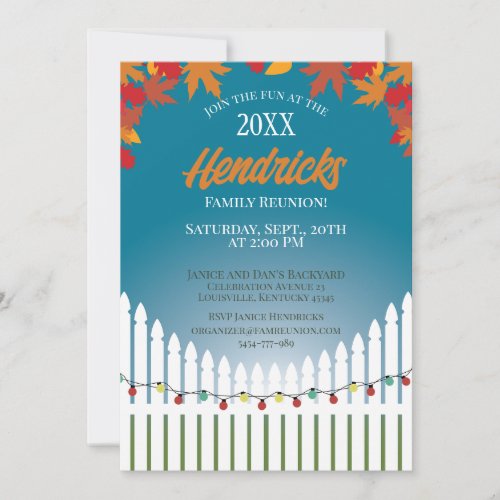 Cute Fall Family Reunion picket fence decorated Invitation