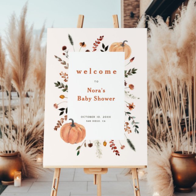 Cute Fall Floral Frame Pumpkin Welcome Foam Board (Creator Uploaded)