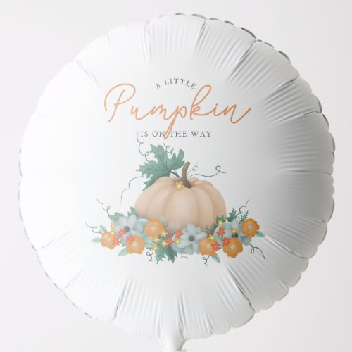 Cute Fall Floral Pumpkin On The Way Baby Shower Balloon