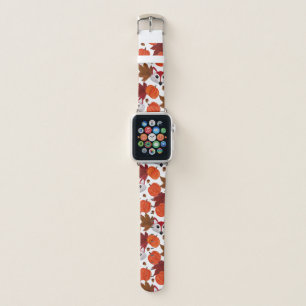 Cute Fall Fox Pumpkin Acorn Maple Leaf Watercolor Apple Watch Band
