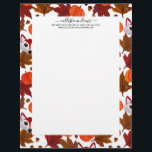 Cute Fall Fox Pumpkin Acorn Maple Leaf Watercolor Letterhead<br><div class="desc">This cute and cool pattern is perfect for the fall and autumn season. It features a hand-painted red, black, and white cute fox; brown, chestnut, and burgundy red watercolor leaves; little brown acorns, and orange pumpkins on top of a simple white background. Its artsy, modern, adorable, unique, and original. Stylize...</div>