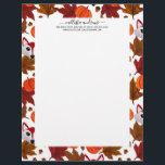 Cute Fall Fox Pumpkin Acorn Maple Leaf Watercolor Letterhead<br><div class="desc">This cute and cool pattern is perfect for the fall and autumn season. It features a hand-painted red, black, and white cute fox; brown, chestnut, and burgundy red watercolor leaves; little brown acorns, and orange pumpkins on top of a simple white background. Its artsy, modern, adorable, unique, and original. Stylize...</div>