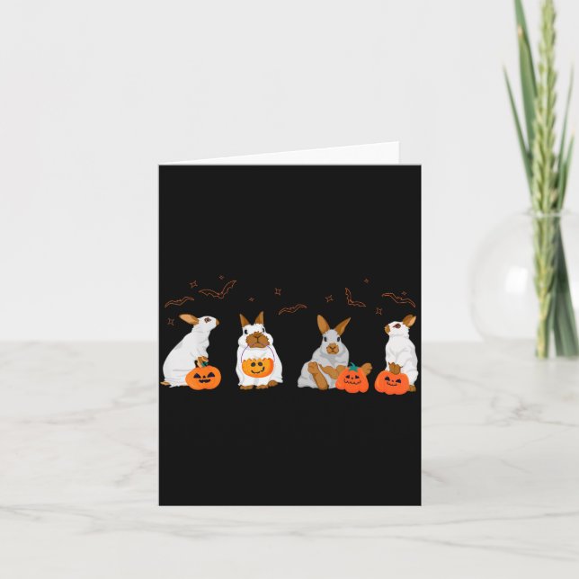 Cute Fall Ghost Bunny Rabbit Halloween Costume Card (Front)