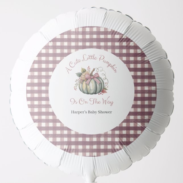Cute Fall Green & Plum Pumpkin Themed Baby Shower Balloon (Front)
