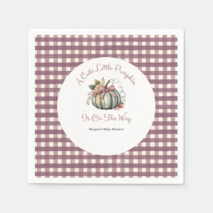 Cute Fall Green & Plum Pumpkin Themed Baby Shower Napkins