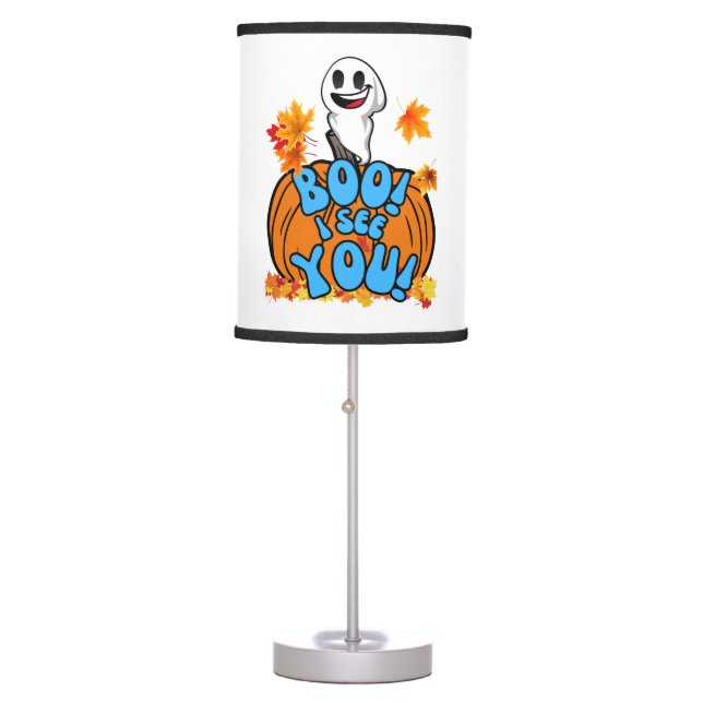 Cute Fall Halloween ghost Boo! I see You! Sticker Table Lamp (Front)