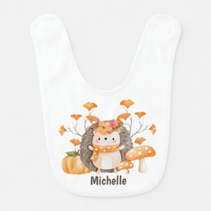 Cute Fall Hedgehog Baby Bib
