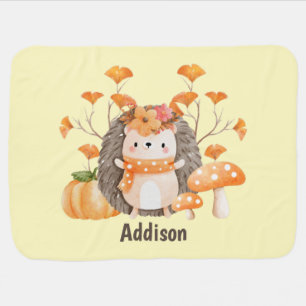Cute Fall Hedgehog Baby Blanket
