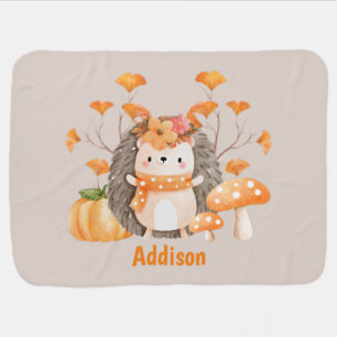 Cute Fall Hedgehog Baby Blanket