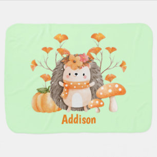 Cute Fall Hedgehog Baby Blanket