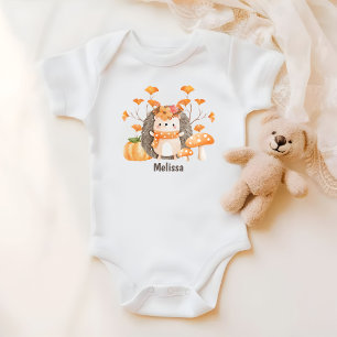 Cute Fall Hedgehog Baby Bodysuit