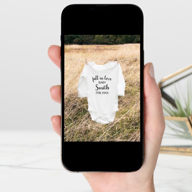 Cute Fall In Love Autumn Photo Pregnancy Announcement (Front Digital)