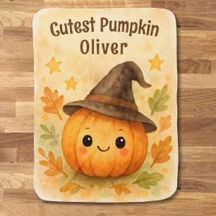 Cute Fall Kawaii Halloween Witch Pumpkin Baby Blanket