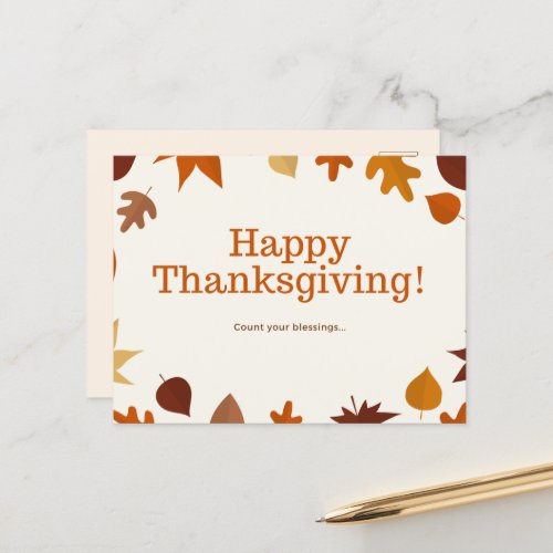 Cute fall leaves happy thanksgiving Post Card