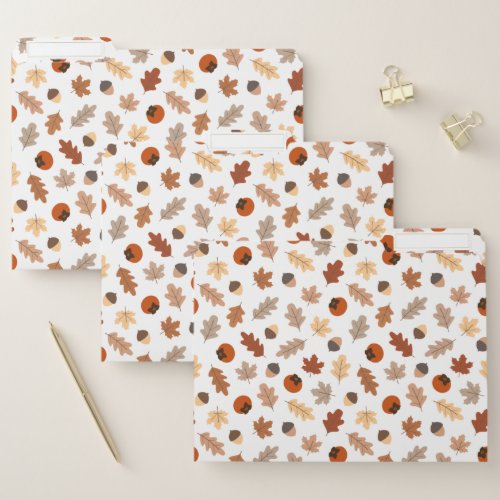 Cute Fall Leaves Nuts  Persimmons Pattern File Folder