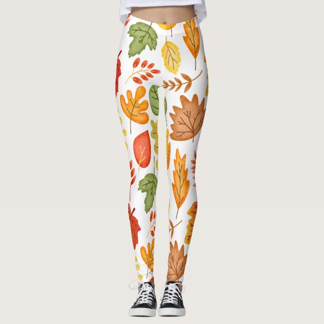 Cute Fall leaves pattern Leggings (Front)