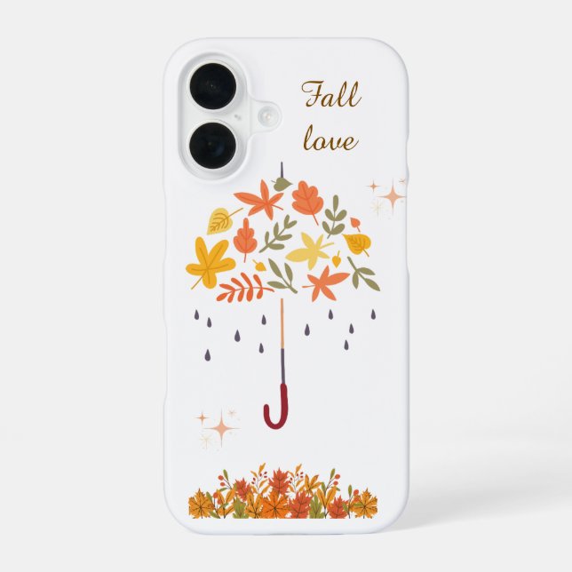 Cute Fall Love Autumn Leaf Umbrella  Iphone Case (Back)