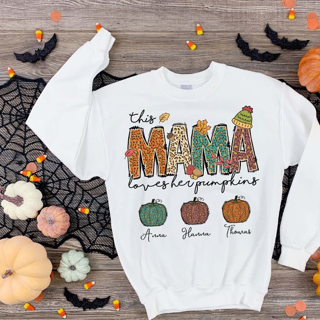 Cute Fall Mama Love Her Pumpkin Leopard  Sweatshirt (Creator Uploaded)