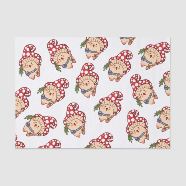 Cute Fall Mushroom Forager Tissue Paper (Front)