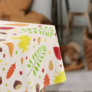 Cute fall pattern with colorful leaves and nuts tablecloth