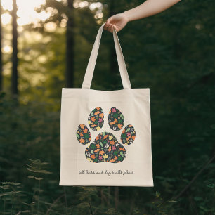 Cute Fall Paw Print Tote Bag For A Dog Lover
