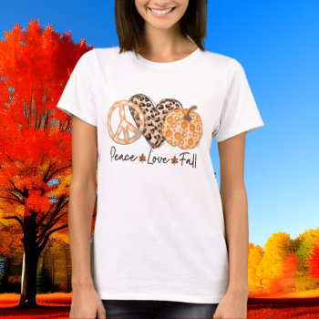 Cute Fall Peace Love Word Art T-shirt by DoodlesHolidayGifts at Zazzle