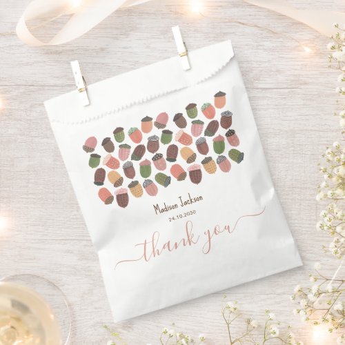 Cute Fall Pink Acorns girl Baby Shower Party Favor Bag