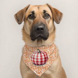 Cute fall plaid pumpkin pet bandana collar