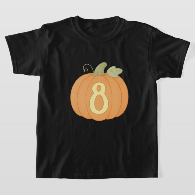 Cute Fall Pumpkin 8th Birthday | Halloween Party T-Shirt (Laydown)