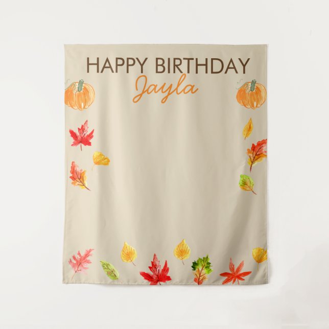 Cute fall pumpkin birthday backdrop for photos (Front)